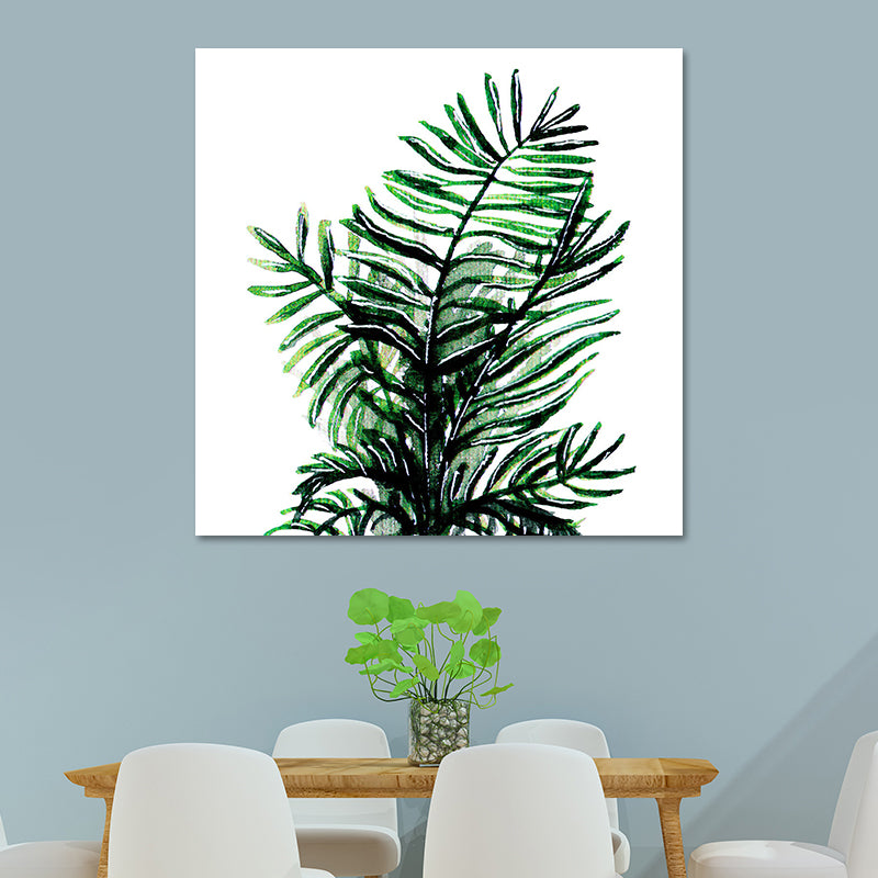 Stylish Tropical Plant Leaves Art Print for Bedroom Botanical Wall Decor in Green