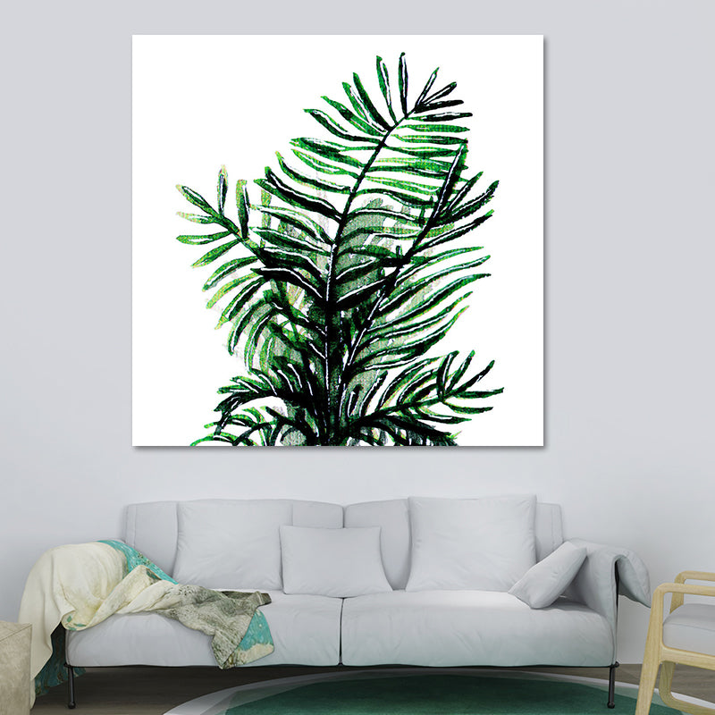Stylish Tropical Plant Leaves Art Print for Bedroom Botanical Wall Decor in Green