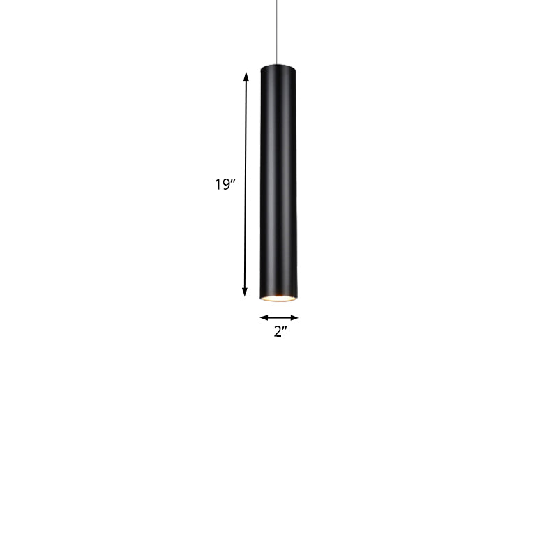 11"/19"/27" Height Cylinder Aluminum Pendant Lighting Minimalist Black LED Light for Dining Room in Warm/White