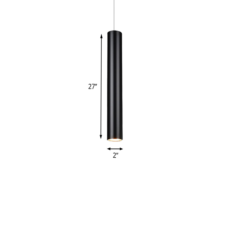 11"/19"/27" Height Cylinder Aluminum Pendant Lighting Minimalist Black LED Light for Dining Room in Warm/White