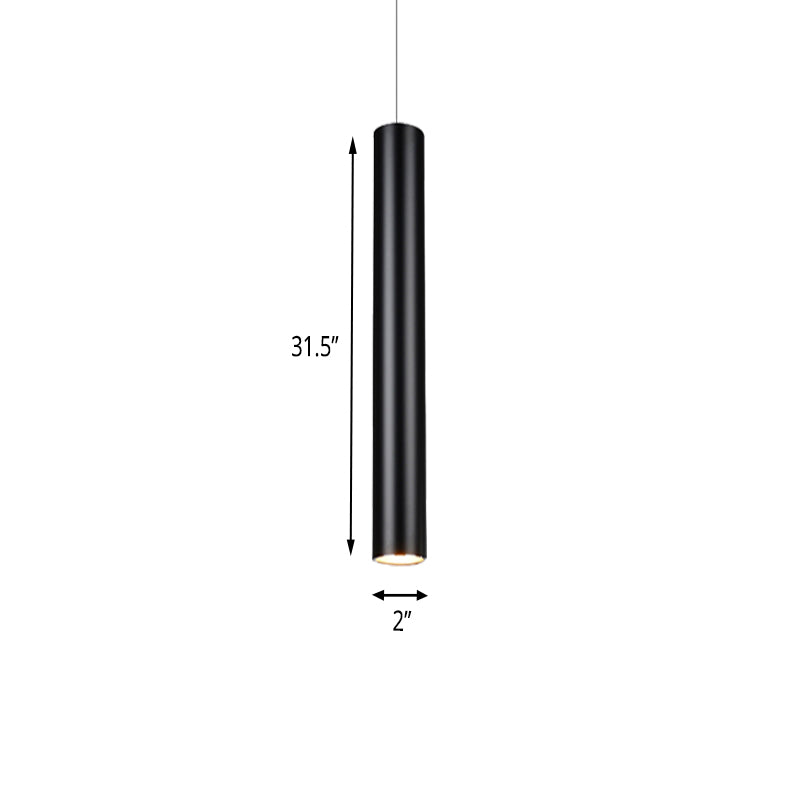 11"/19"/27" Height Cylinder Aluminum Pendant Lighting Minimalist Black LED Light for Dining Room in Warm/White
