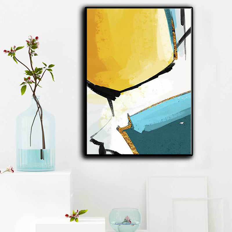 Contemporary Abstract Painting Canvas Yellow Textured Wall Art Decor for Living Room