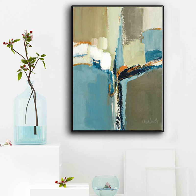 Canvas Blue Wall Decoration Modern Style Abstract Wall Art Print in Blue for Home