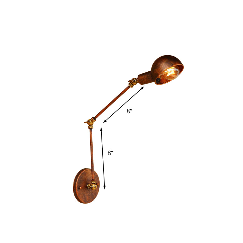 Schmiedeeisen -Rost -Wandbeleuchtung mit Kuppel Schatten 1 Kopf Bauernhaus Innenvereinbarung Leuchten