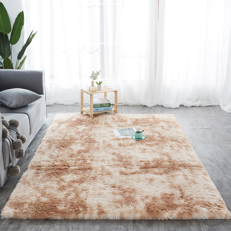 Casual Living Room Rug in Red and Blue Ikat Print Rug Polyester Non-Slip Washable Area Rug