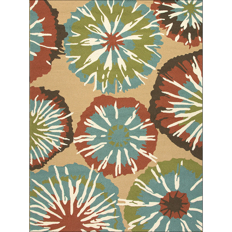 Novelty Floral Print Rug Yellow and Blue Polyester Rug Machine Washable Non-Slip Area Rug for Bedroom