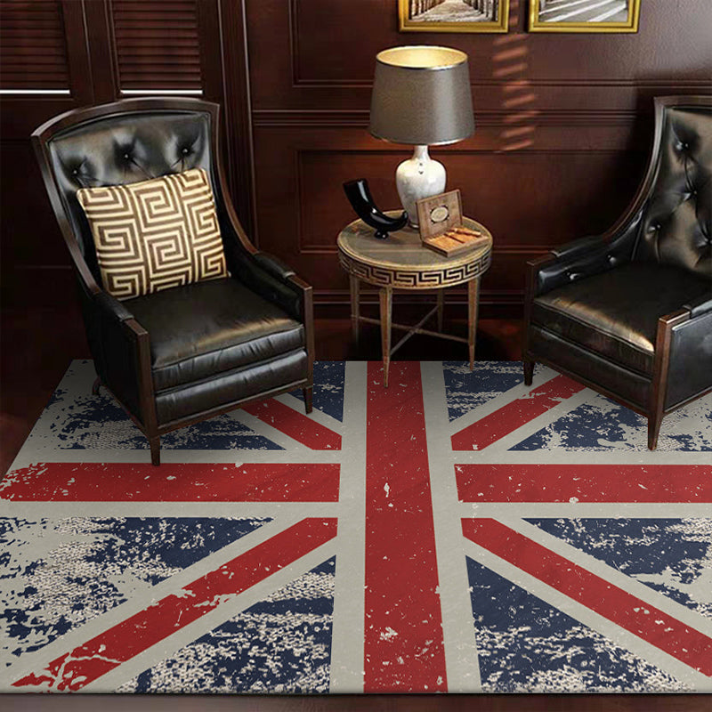Rapis de motif de drapeau britannique funky Red Nordic Raping Polyester Washable Anti slip Backing Area Tapis pour le salon