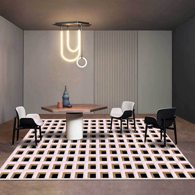 Modern Checked Pattern Rug Green and Blue Polyester Rug Machine Washable Non-Slip Area Rug for Bedroom