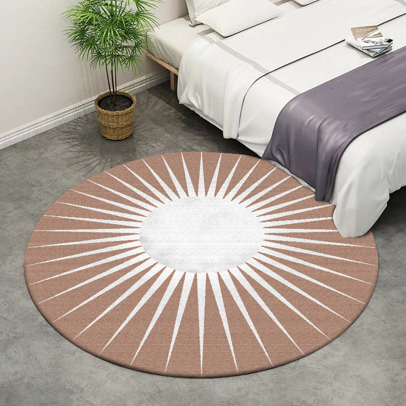 Funky Radial Pattern Rug Brown and Yellow Modern Rug Polyester Washable Non-Slip Backing Area Rug for Living Room
