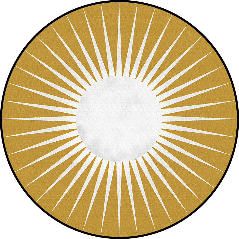 Funky Radial Pattern Rug Brown and Yellow Modern Rug Polyester Washable Non-Slip Backing Area Rug for Living Room