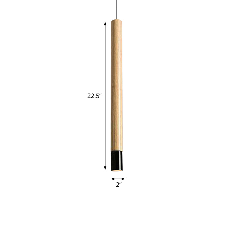 Flute Study Room Drop Pendant Lighting Wooden 1-Light Contemporary Ceiling Light Fixture in Black/White