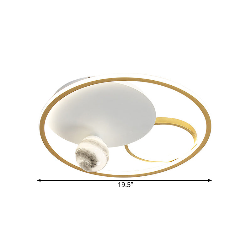 Gold Circular Ceiling Flush Simplicity LED Metallic Flush Mount Light Fixture for Bedroom