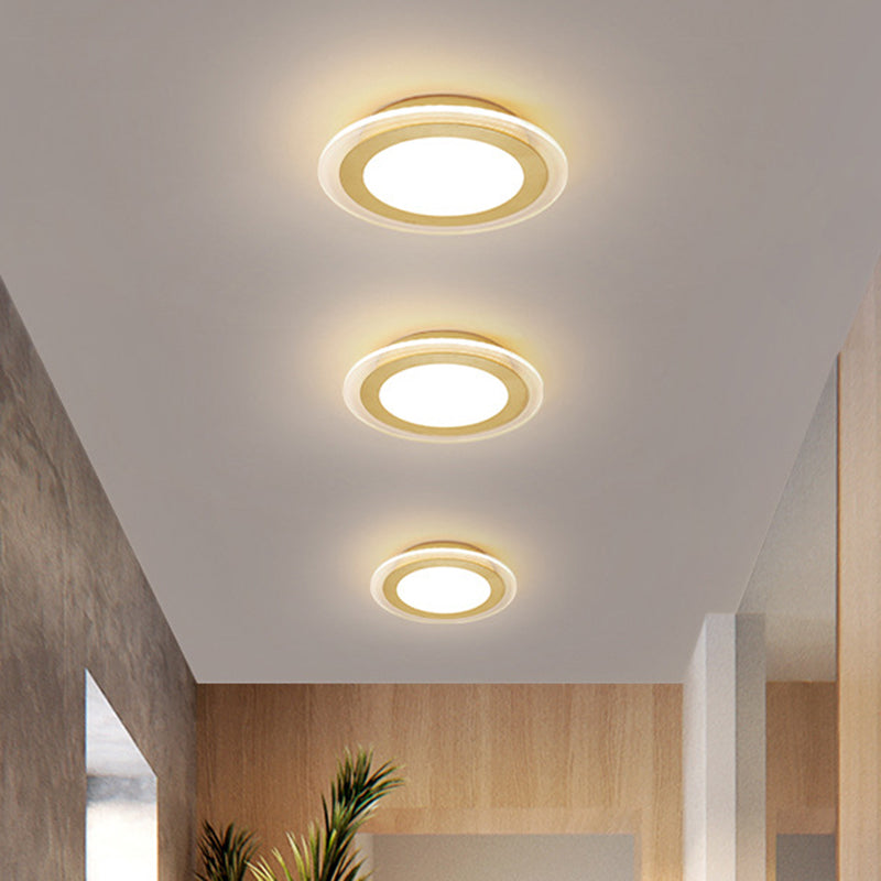 Gold Round Panel Ceiling Light Simplicity LED Iron Flush Mount Lighting for Corridor