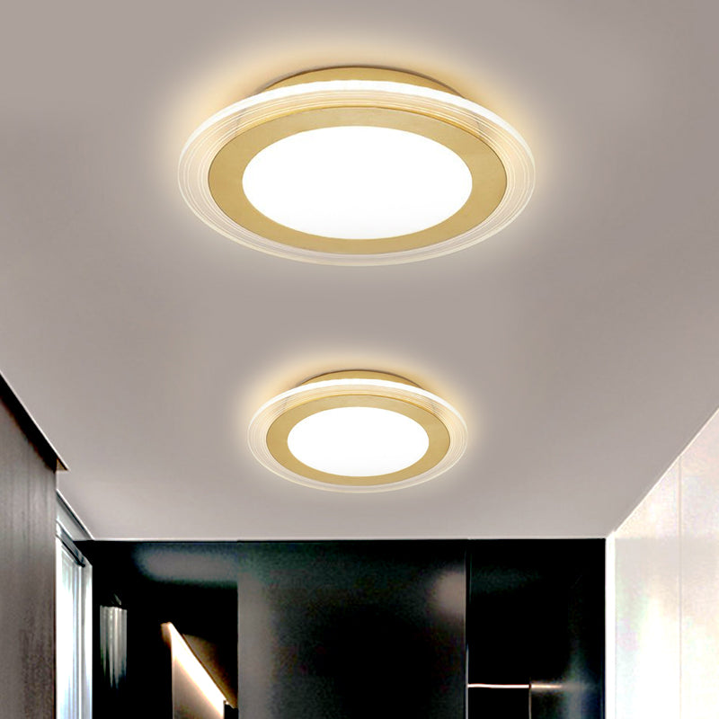 Gold Round Panel Ceiling Light Simplicity LED Iron Flush Mount Lighting for Corridor