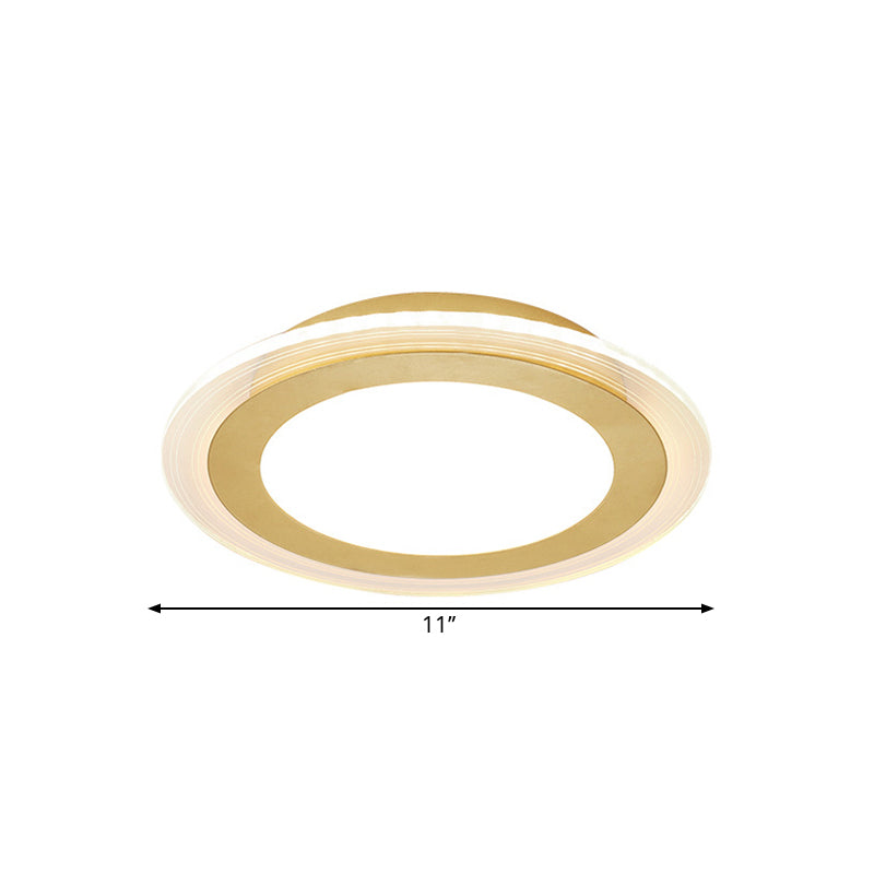 Gold Round Panel Ceiling Light Simplicity LED Iron Flush Mount Lighting for Corridor