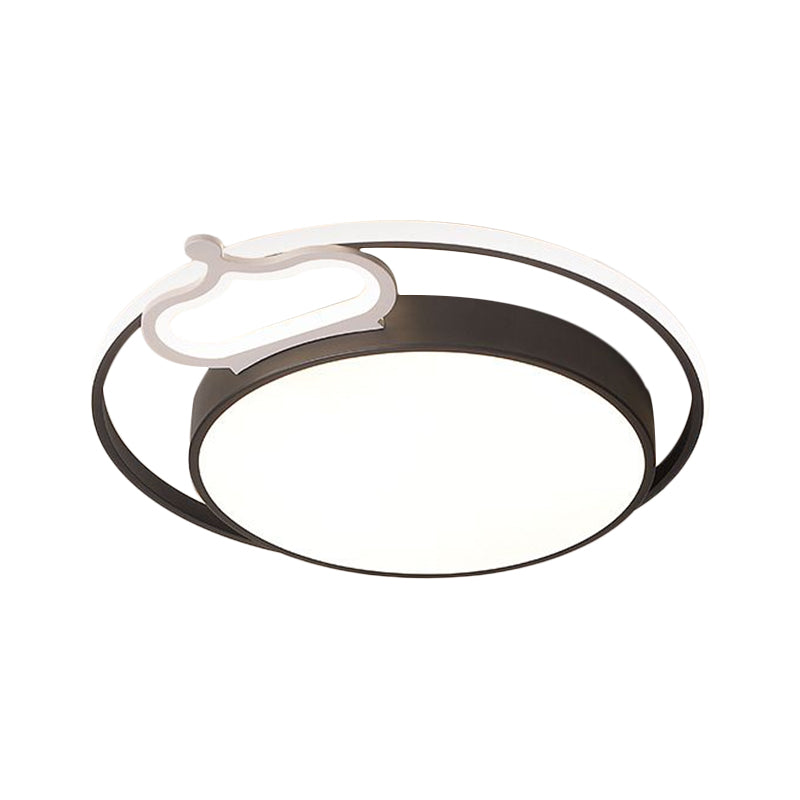 Black/White Slim Drum Ceiling Lamp Nordic Style LED Metal Flush Mount Fixture in Warm/White Light, 16.5"/20.5" Width