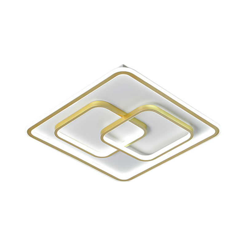 Black/Gold Square Flush Mount Lamp Modernist LED Metallic Ceiling Fixture in Warm/White Light, 16.5"/20.5" W