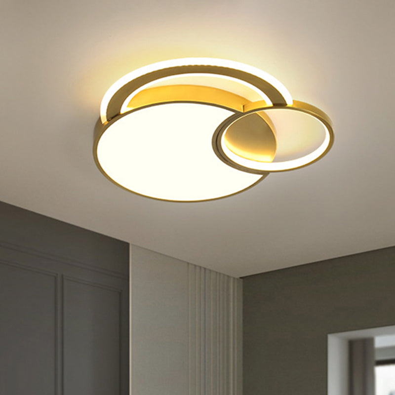 Metallic Interlaced Circle Ceiling Lamp Minimalism LED Gold Flush Mount Lighting in Warm/White Light, 16"/19.5" Width
