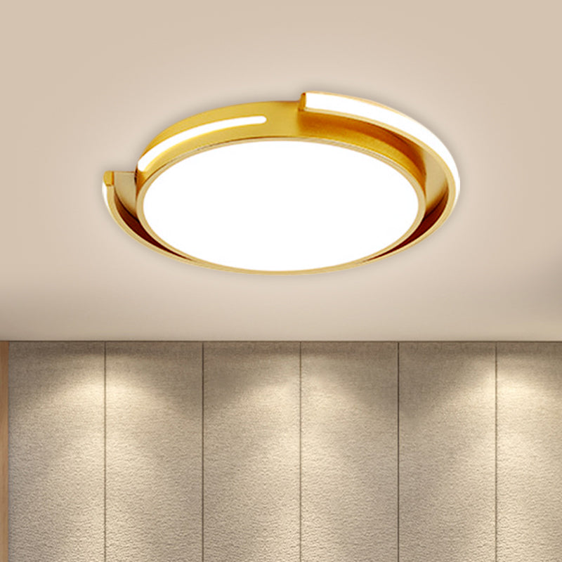 Lampada da soffitto in metallo a LED in stile nordico con montaggio ad incasso rotondo dorato per camera da letto, luce calda/bianca