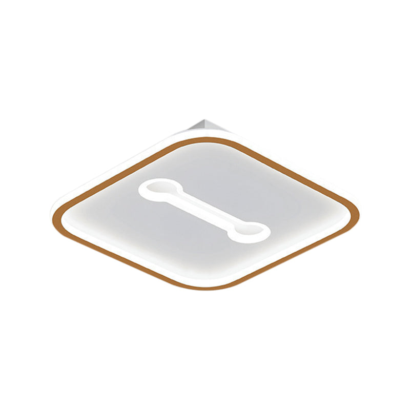 Metallic Squared Flushmount Nordic Style Black/Gold LED Ceiling Lighting in Warm/White Light, 16"/19.5" Width