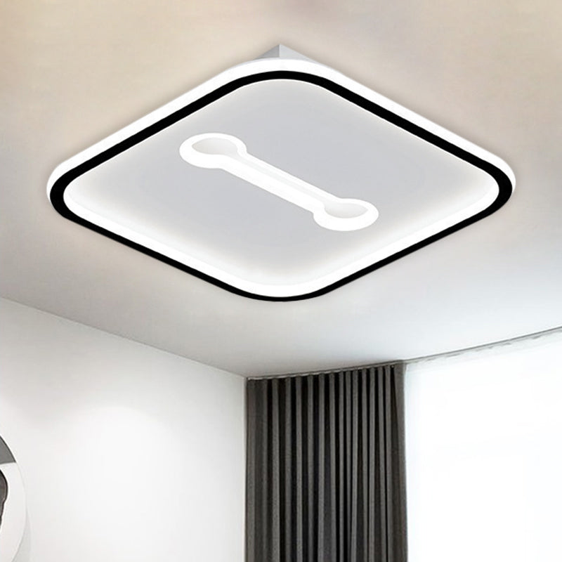 Metallic Squared Flushmount Nordic Style Black/Gold LED Ceiling Lighting in Warm/White Light, 16"/19.5" Width