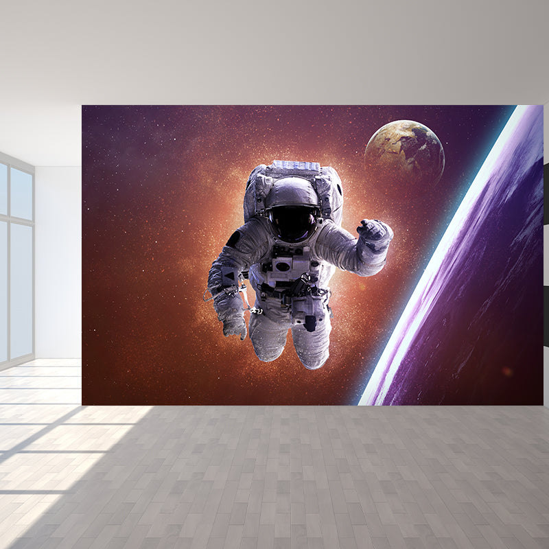 Non-Woven Decorative Wall Mural Sci-Fi Astronaut and Milky Way View Wall Covering