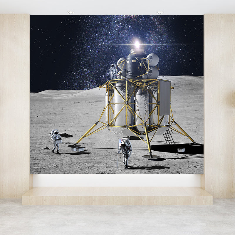 Astronaut and Earth View Mural Wallpaper Fictional Non-Woven Cloth Wall Covering