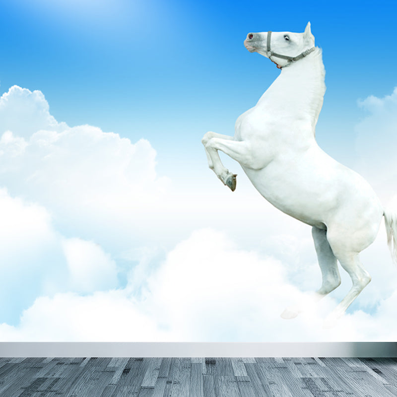 Handsome Horse Mural Wallpaper Soft Color Contemporary Wall Decor for Living Room