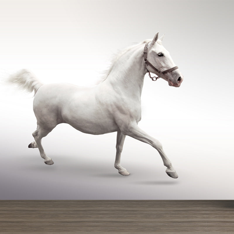 Contemporary Asian Horse Mural Wallpaper Light Color Nature Animals Wall Covering