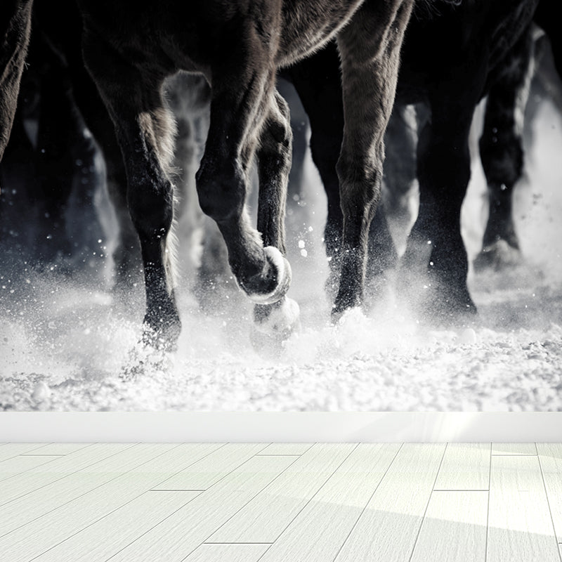 Modern Horse Mural Wallpaper Pastel Color Dining Room Wall Decor, Custom Printed