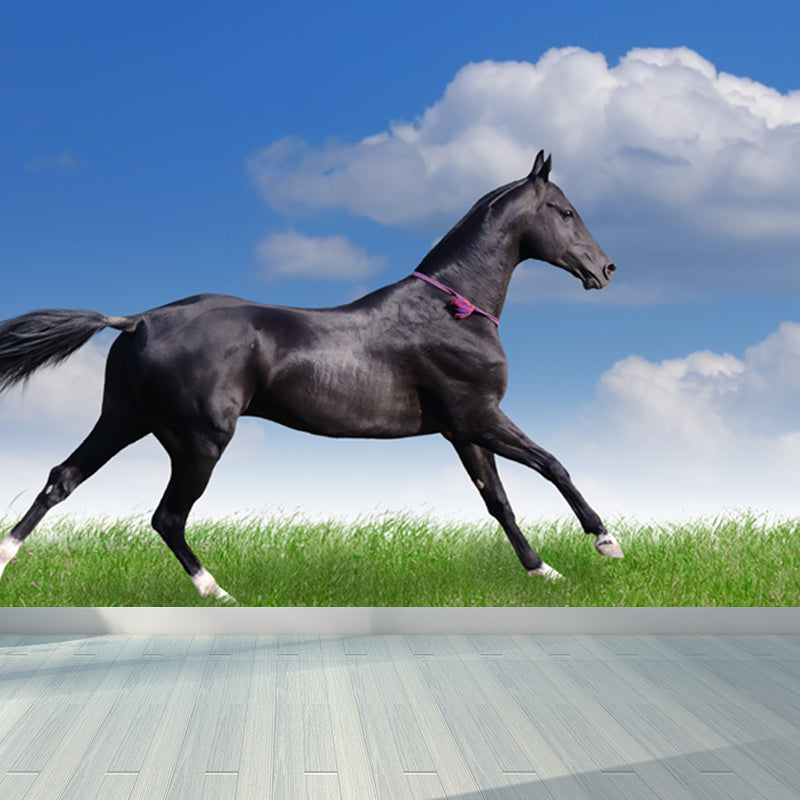 Modern Horse Mural Wallpaper Pastel Color Dining Room Wall Decor, Custom Printed