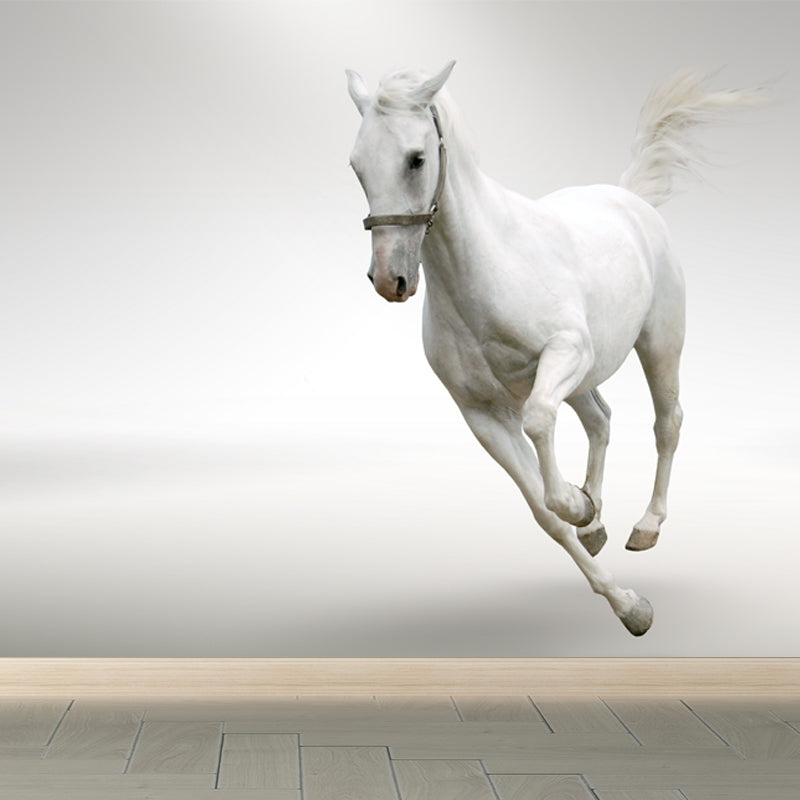 Modern Horse Mural Wallpaper Pastel Color Dining Room Wall Decor, Custom Printed