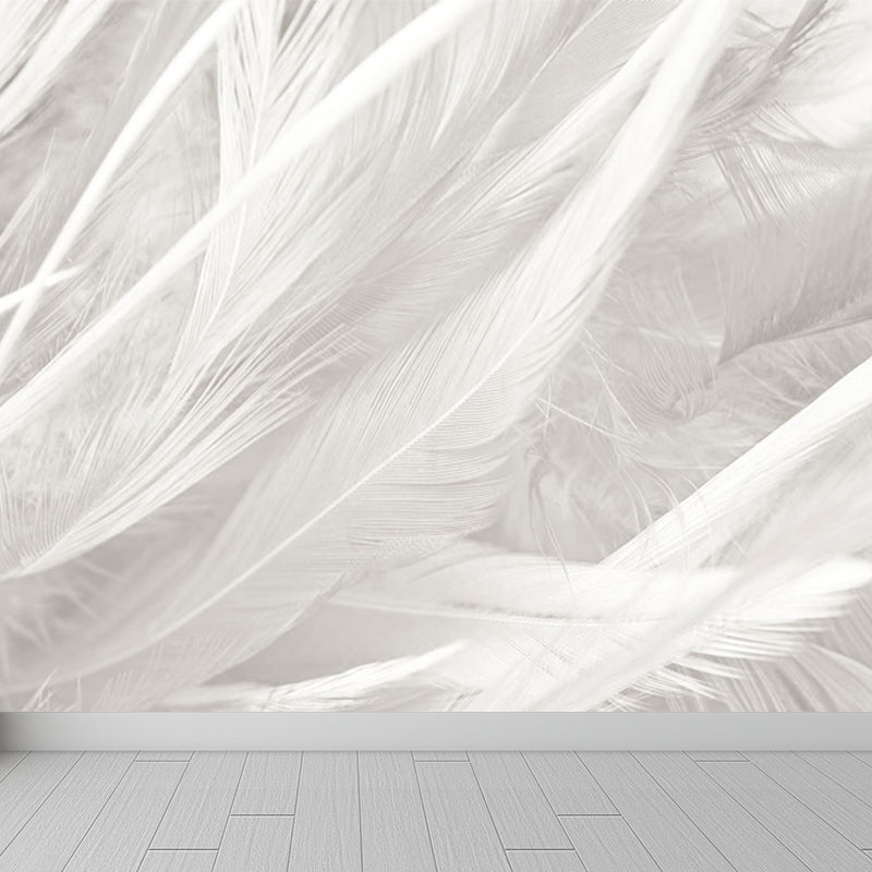 Stacked Bird Feather Mural Wallpaper Contemporary Non-Woven Texture Wall Covering