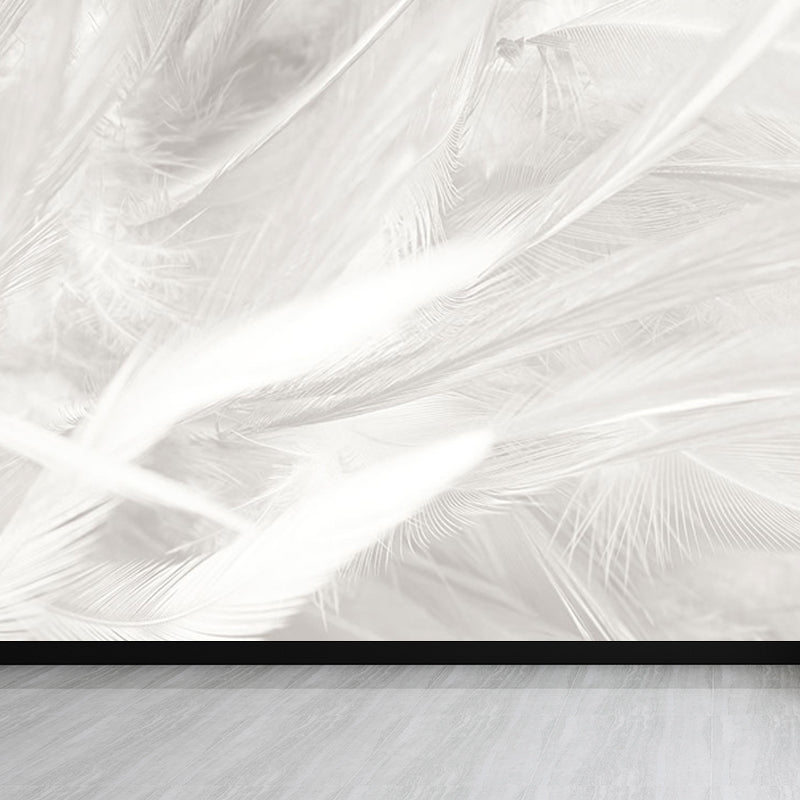 Stacked Bird Feather Mural Wallpaper Contemporary Non-Woven Texture Wall Covering