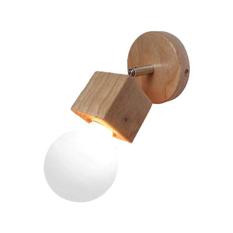 Schwarz/Weiß 1 Kopfwandlicht Leuchte Industriestil Holz quadratische Wandmontage Licht mit kreisförmiger Rückenplatte