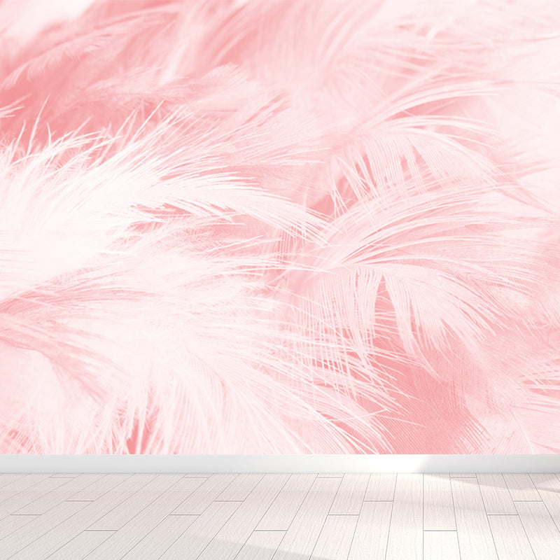 Full Size Illustration Modern Mural Wallpaper with Bird Feathers in Pastel Color