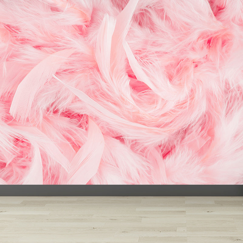 Full Size Illustration Modern Mural Wallpaper with Bird Feathers in Pastel Color