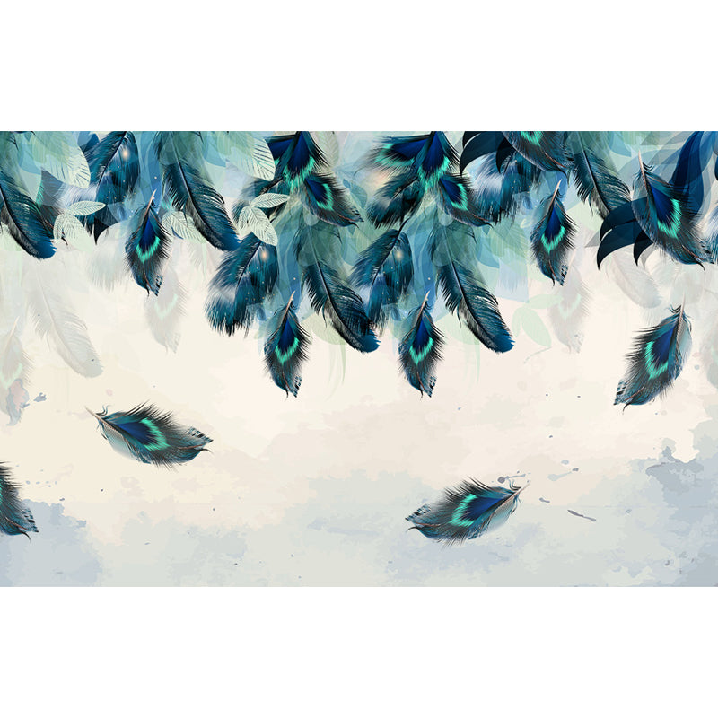 Feather Mural Wallpaper Pastel Color Contemporary Wall Covering for Girls Bedroom