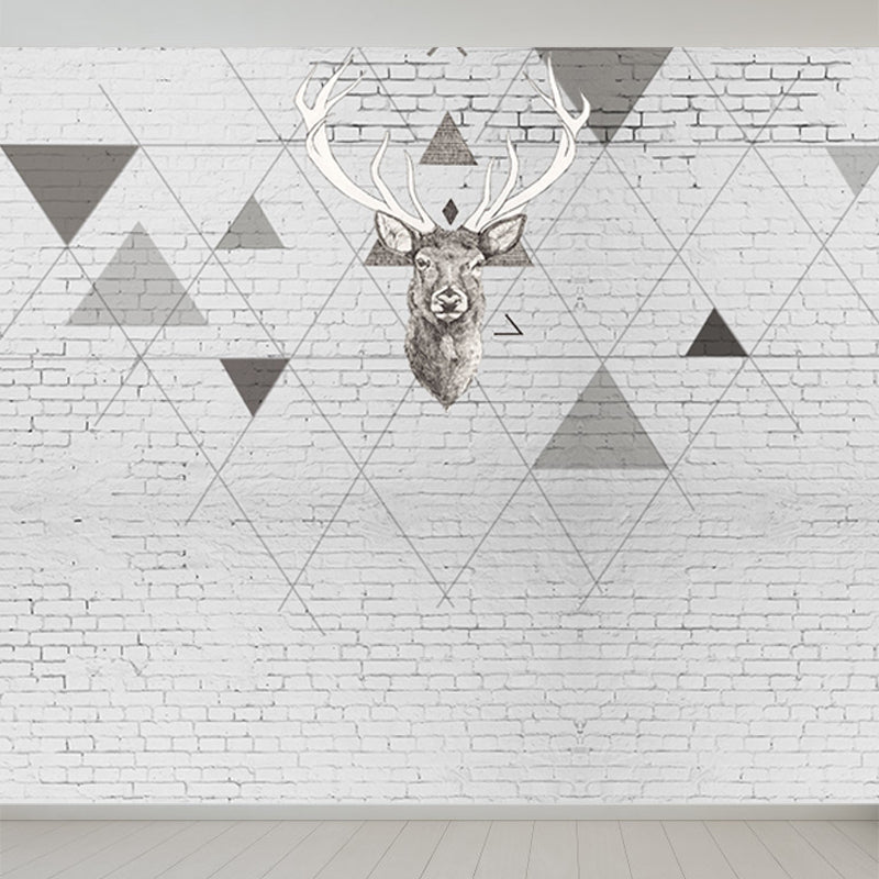 Reindeer Mural Wallpaper Modern Non-Woven Material Wall Covering in Pastel Color