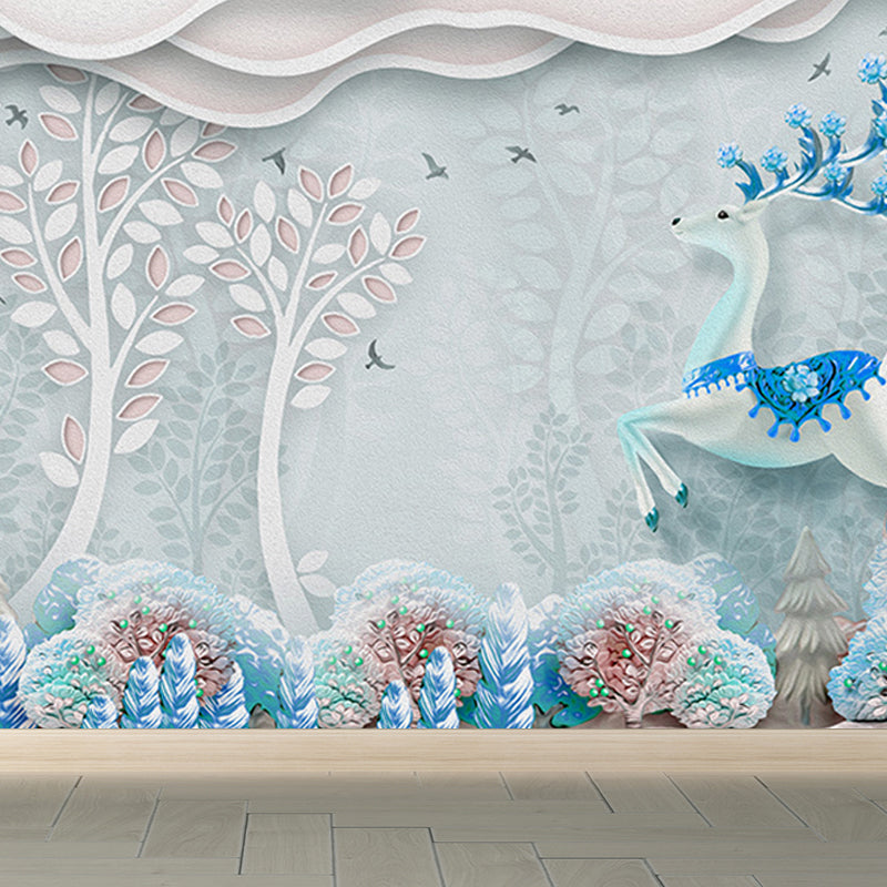 Forest Leisure Reindeer Mural Wallpaper Contemporary Non-Woven Material Wall Decor