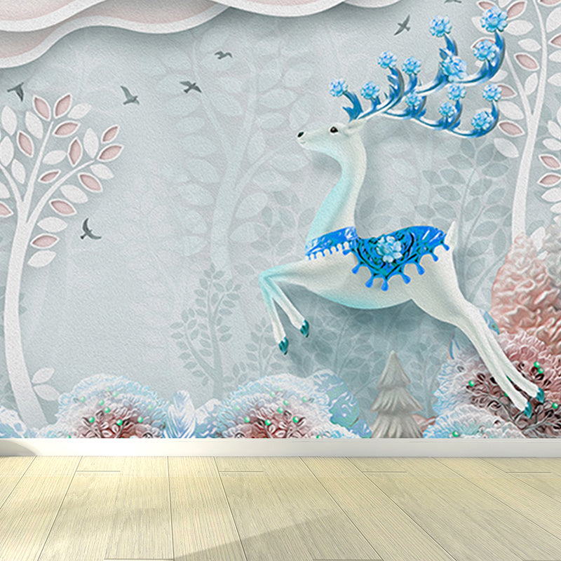 Forest Leisure Reindeer Mural Wallpaper Contemporary Non-Woven Material Wall Decor