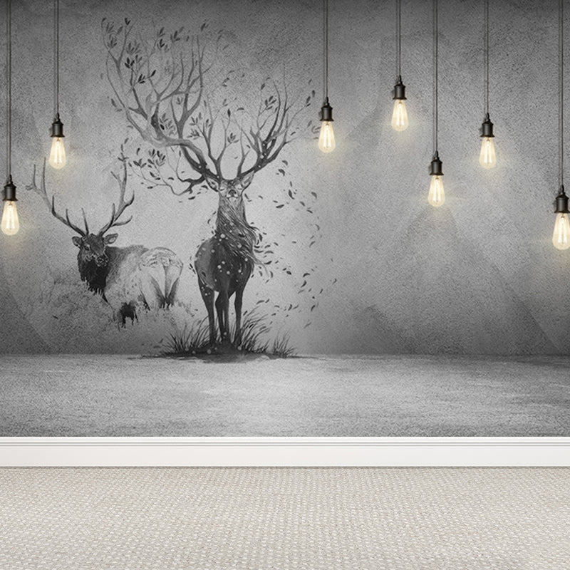 Reindeer Wall Mural Modern Decorative Living Room Wall Covering, Custom Size Available