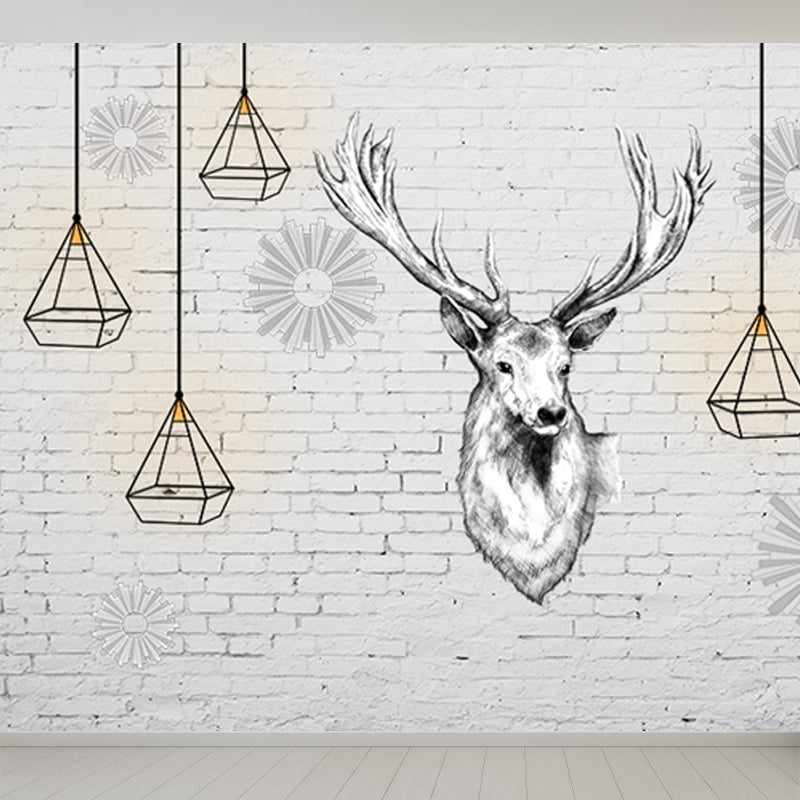 Reindeer Wall Mural Modern Decorative Living Room Wall Covering, Custom Size Available