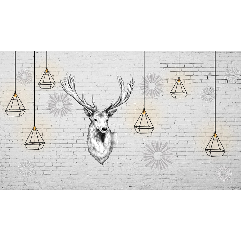 Reindeer Wall Mural Modern Decorative Living Room Wall Covering, Custom Size Available