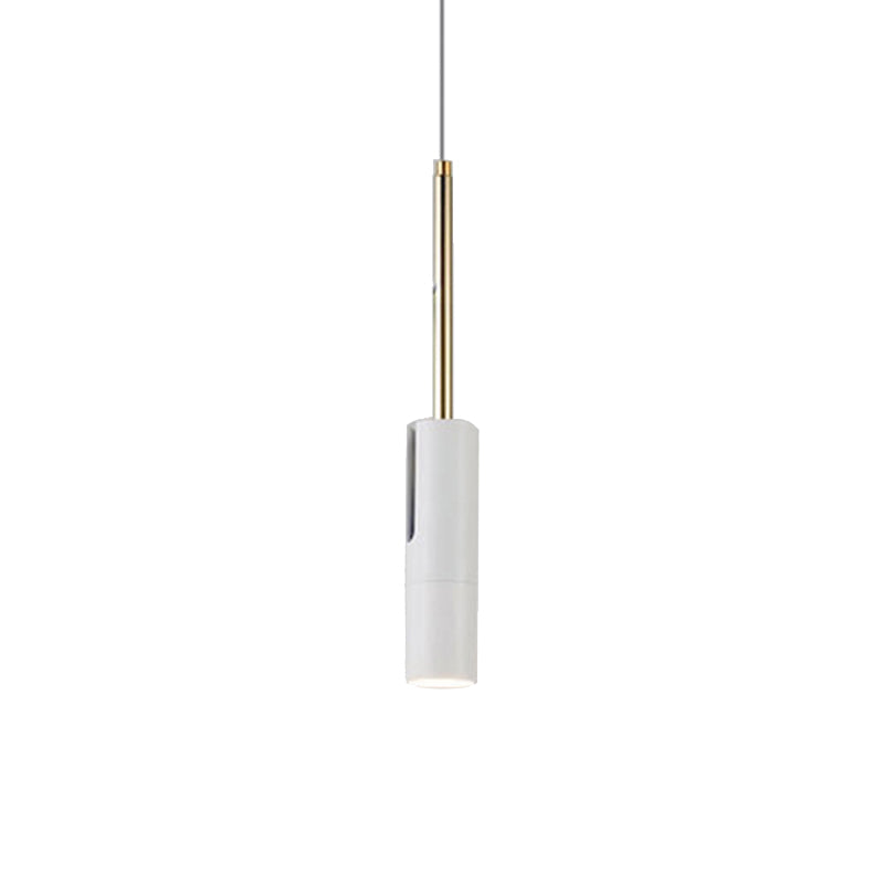 Black/White Cylinder Hanging Light Minimalist Metal LED Pendant Light for Living Room in Warm/White with Adjustable Cord
