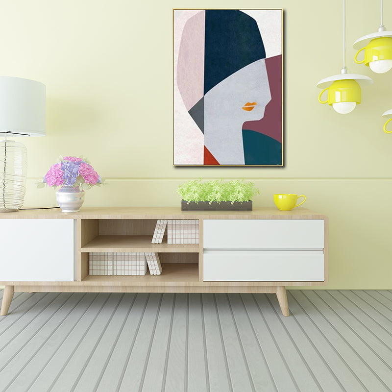 Fashion Lady Wall Art Decor Pastel Color Modern Style Canvas Print for Living Room