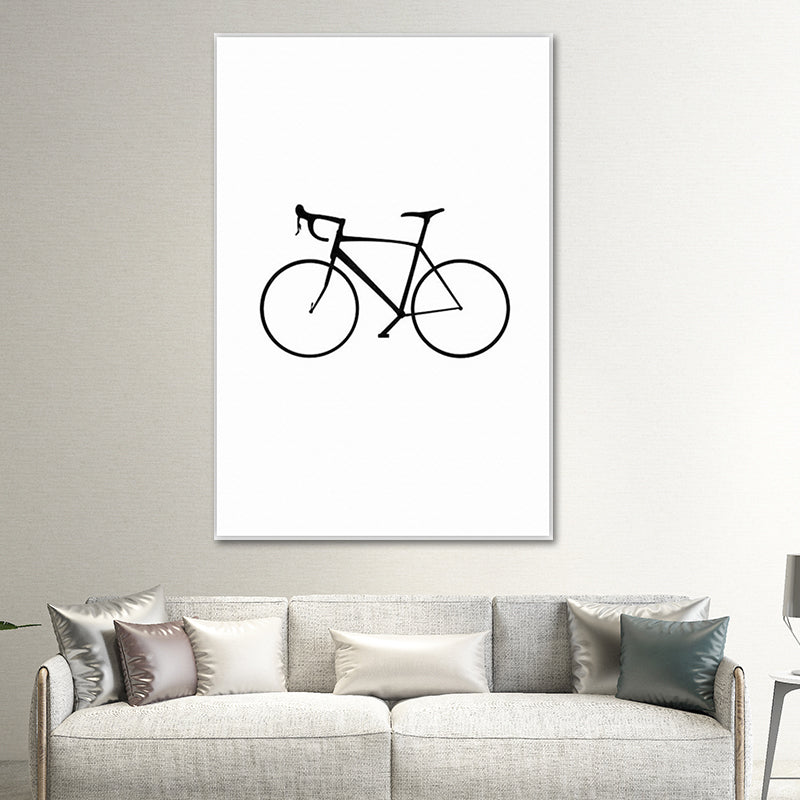 Scandinavian Style Static Bicycle Canvas Kitchen Backsplash Wall Art Decor in White