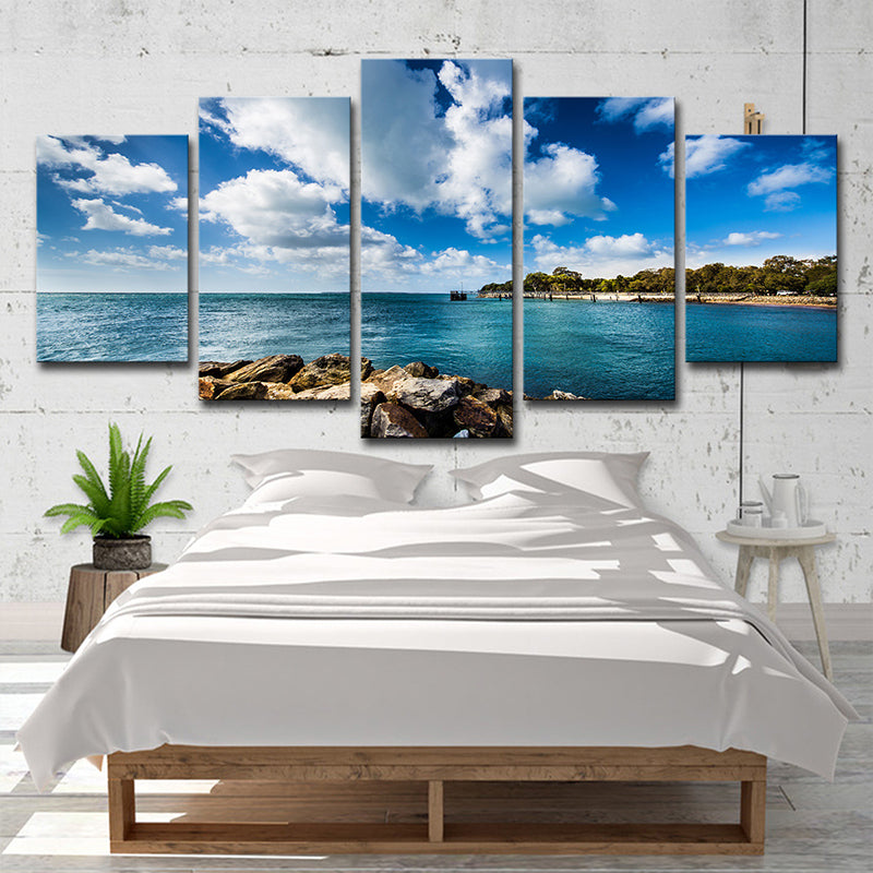 Tropics Brook Island Seascape Canvas Blue Multi-Piece Wall Art for Bedroom
