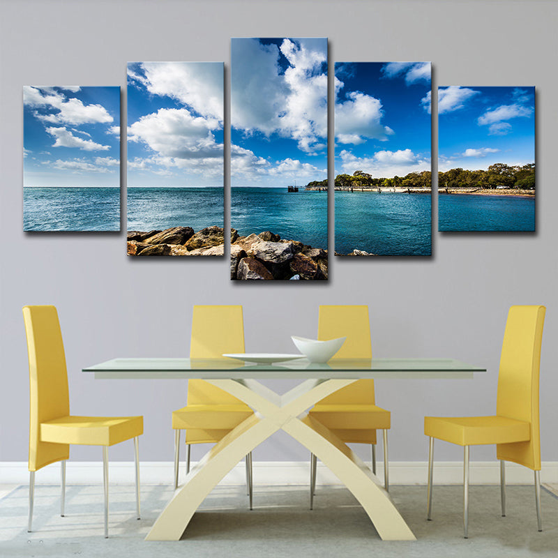 Tropics Brook Island Seascape Canvas Blue Multi-Piece Wall Art for Bedroom