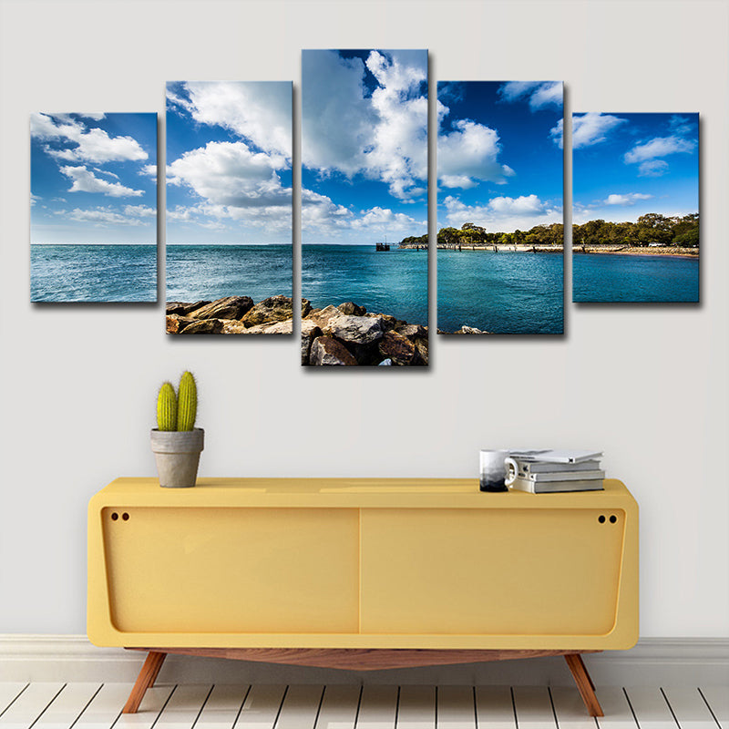 Tropics Brook Island Seascape Canvas Blue Multi-Piece Wall Art for Bedroom